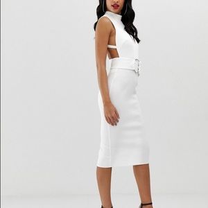 Belted open-back midi dress